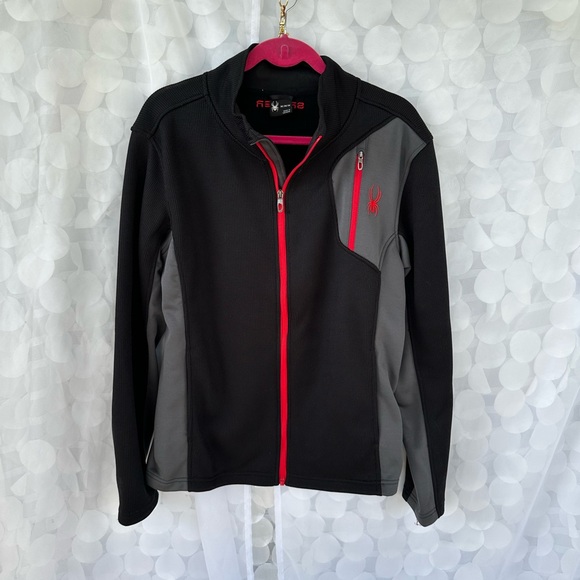 Spyder Men's medium Black and Gray full zip Core performance Jacket New - Picture 1 of 6